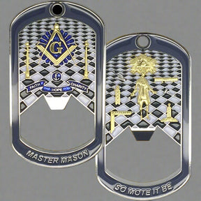 Master Mason Blue Lodge Bottle Opener - Faith Hope Charity So Mote It Be - Bricks Masons