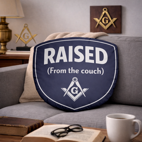 Master Mason Blue Lodge Pillow - Raised From The Couch Square & Compass G - Bricks Masons