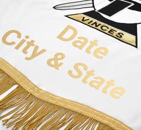 Knights Templar Banner - Personalized Machine Embroidery Golden Braid & Fringe - Bricks Masons