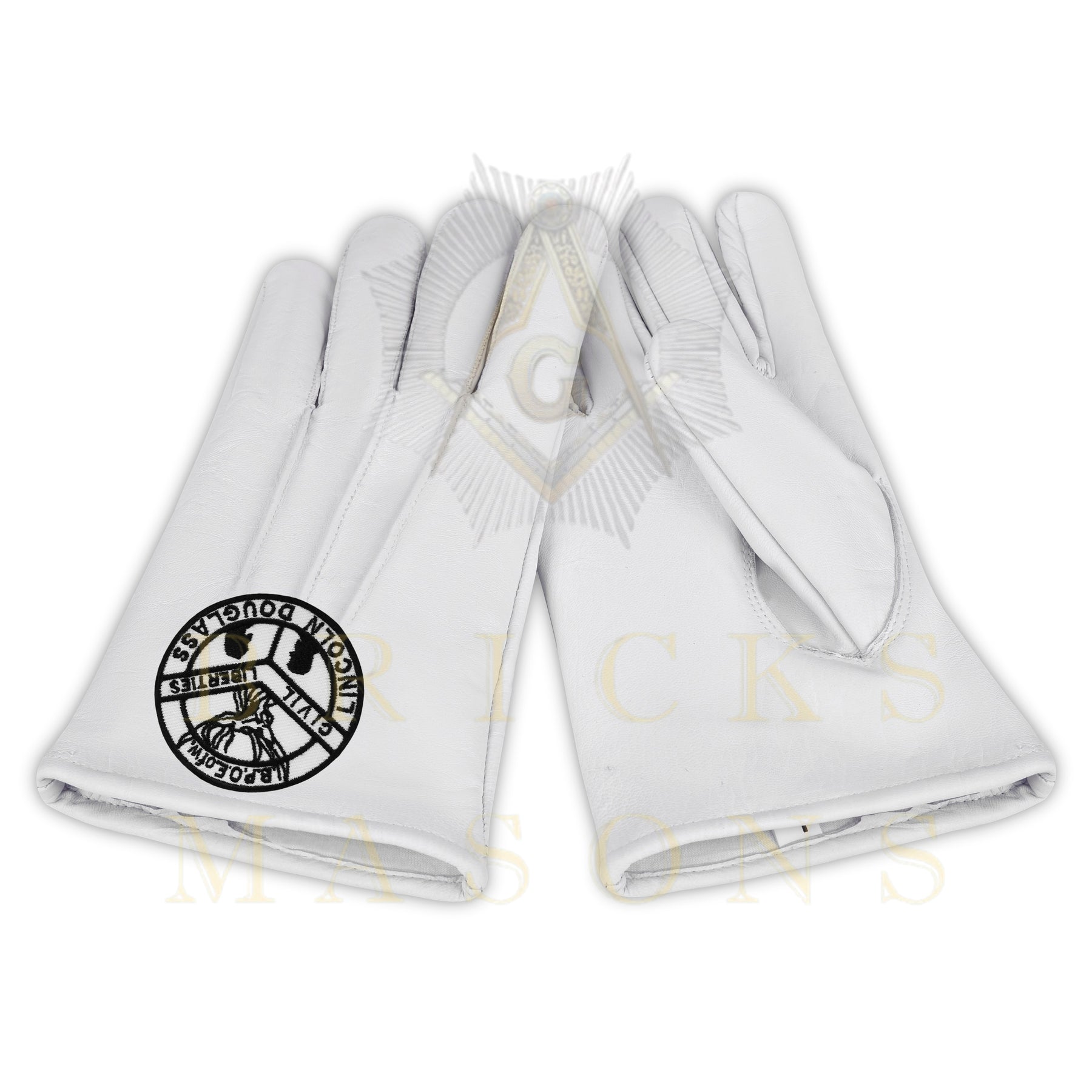Elks of the World Gloves - White Leather Civil Liberties - Bricks Masons