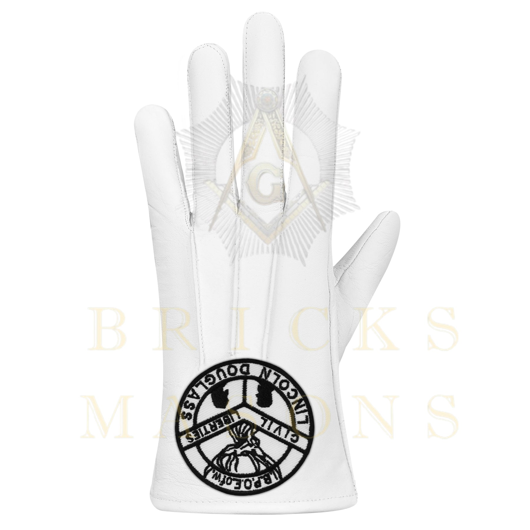 Elks of the World Gloves - White Leather Civil Liberties - Bricks Masons