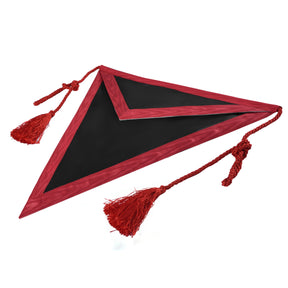 Scottish Rite Apron - Triangular Black Hand Embroidery With Red Ribbon & Tassels