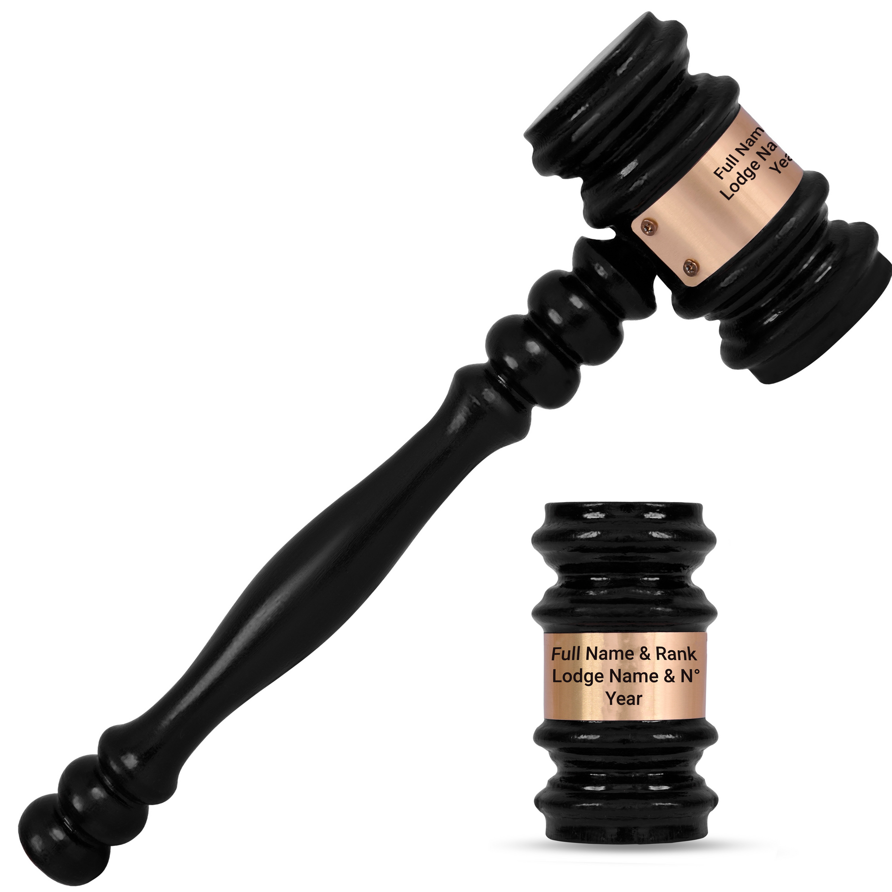 Masonic Gavel - Black Handcrafted Wood Customization