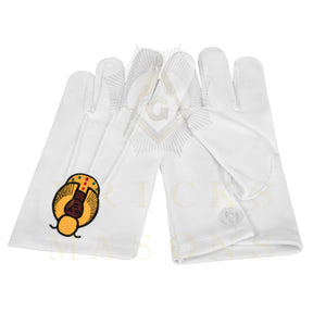 DOI Gloves - White Cotton York Rite - Bricks Masons