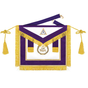 Past Grand Thrice Illustrious Master Royal & Select Masters English Regulation Apron - Purple Borders With Tassels