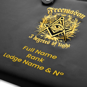 Masonic Chain Collar Case - Lightweight Soft Case (Black Leather) - Bricks Masons