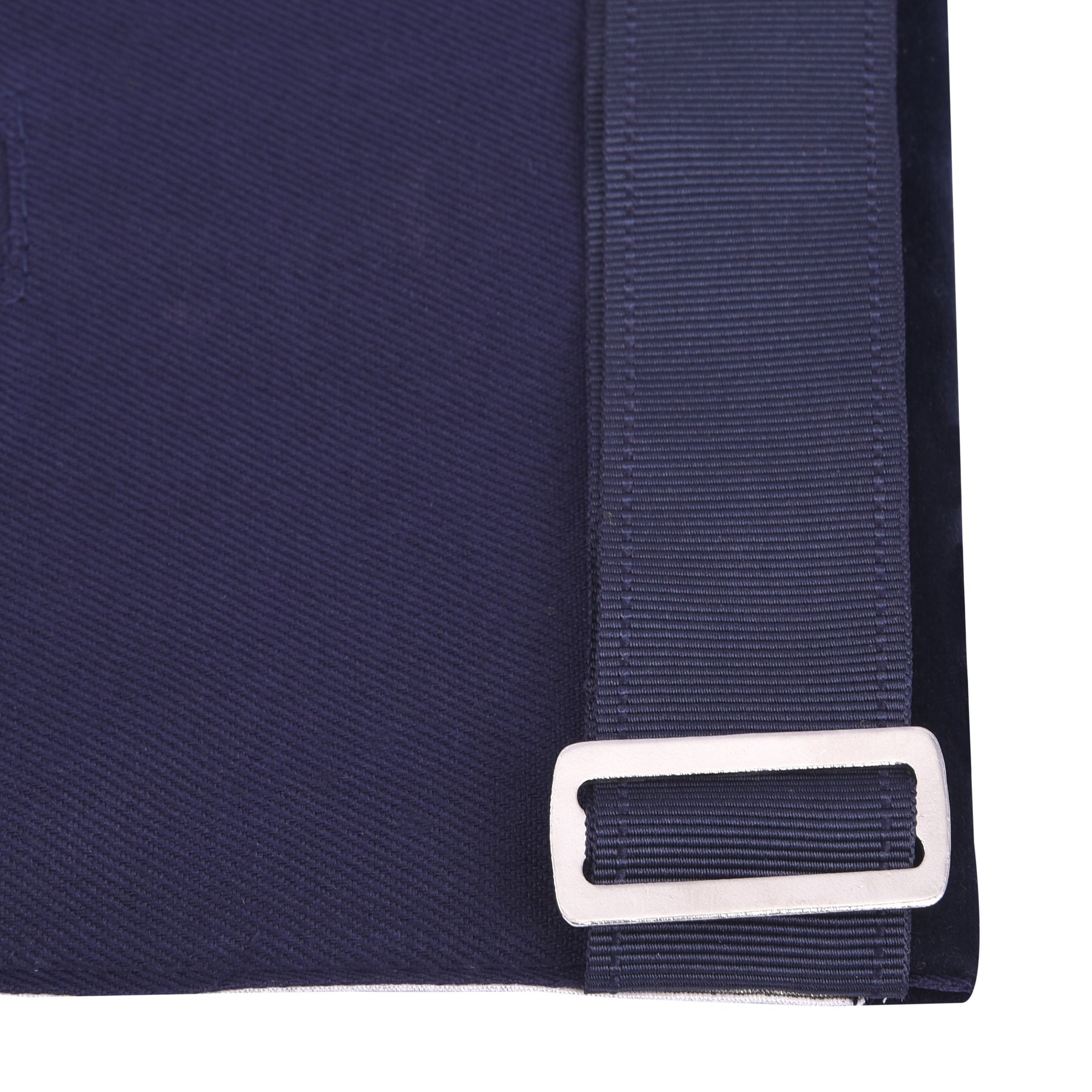 Past Master Blue Lodge Apron - Navy Velvet Borders & Silver Bullion Hand Embroidery - Bricks Masons