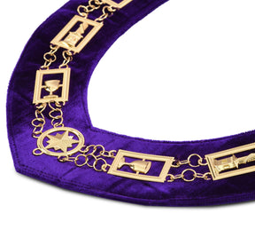 OES Chain Collar - Gold Plated on Purple Velvet - Bricks Masons