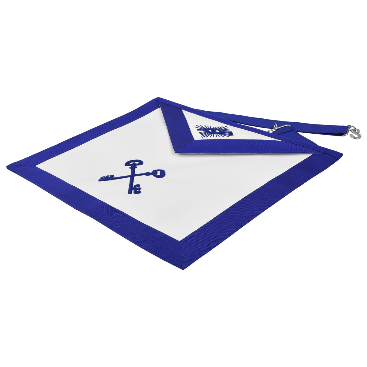 Treasurer Blue Lodge Officer Apron - Royal Blue Borders - Bricks Masons