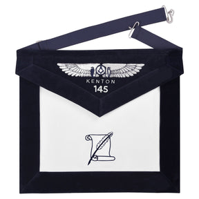 Historian Officer Apron - Kenton Lodge Navy Velvet With Silver Embroidery Thread