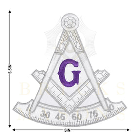 Past Master Blue Lodge Patch - White Bullion Purple G - Bricks Masons