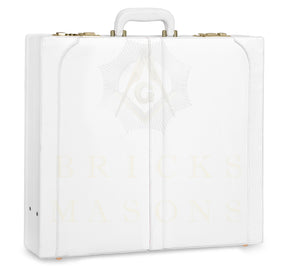 Universal Apron Case - White Imitation Leather & Gold Double Lock - Bricks Masons