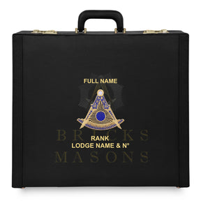 Past Master Blue Lodge Apron Case - Gold & Blue Machine Embroidery Various Sizes & Materials - Bricks Masons
