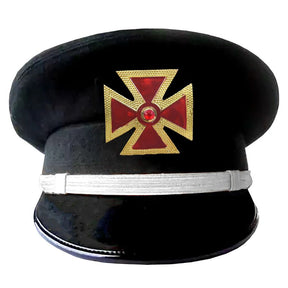 Knights Templar Commandery Fatigue Cap - Red Metal Cross With Strap (Gold/Silver) - Bricks Masons