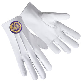 Past Grand Master Blue Lodge Glove - Leather With Purple Patch - Bricks Masons