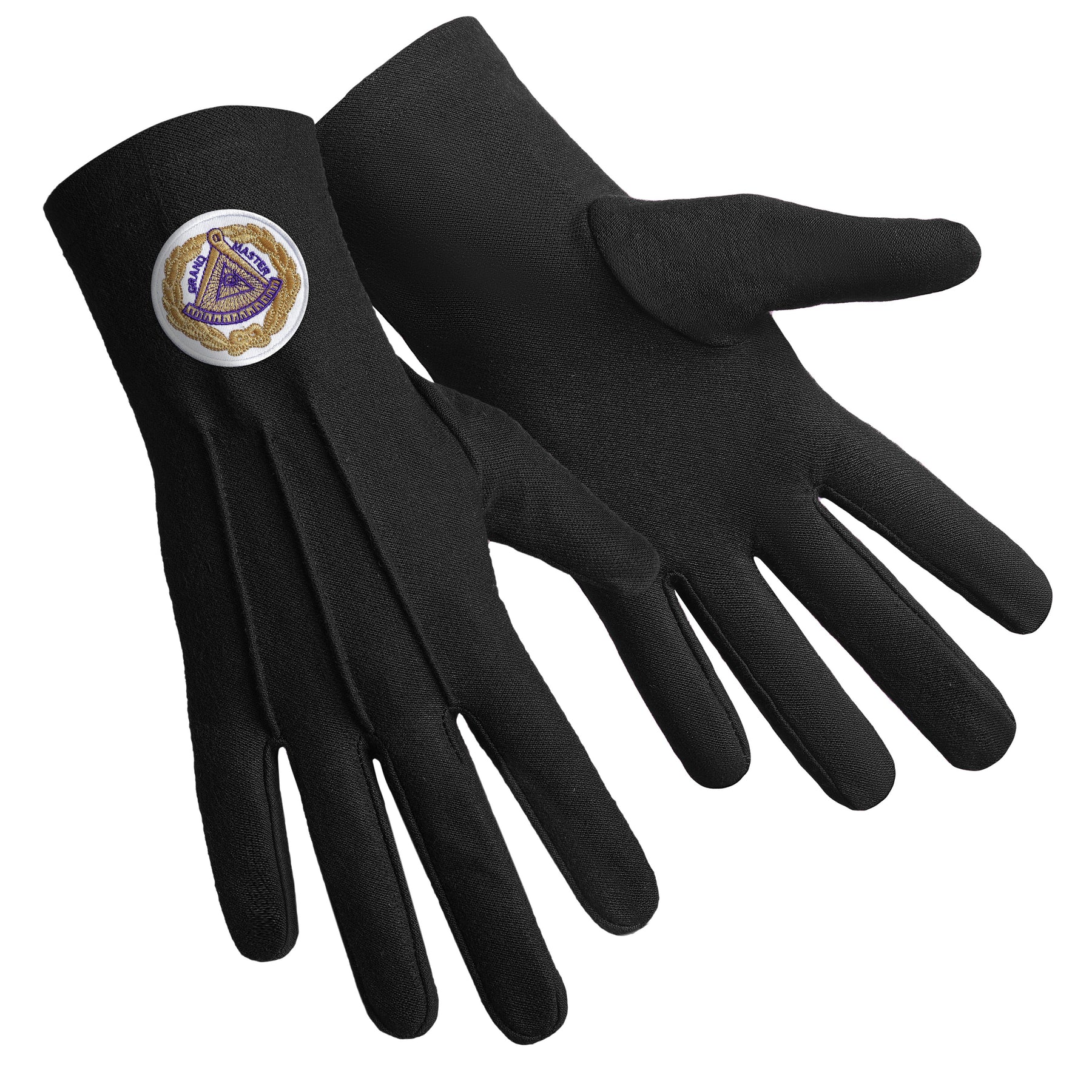 Grand Master Blue Lodge Glove - Pure Black Cotton With White Patch - Bricks Masons