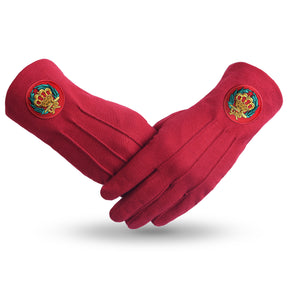 Order of the Amaranth Glove - Red Cotton With Round Patch - Bricks Masons