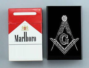 Master Mason Blue Lodge Cigarette Case - Square and Compass G Automatic Sliding Metal