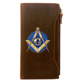 Knights Templar Commandery Wallet - Genuine Brown Leather - Bricks Masons