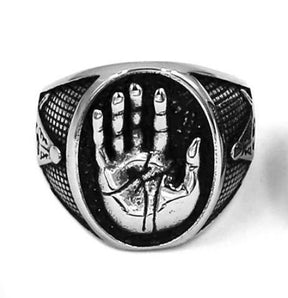 Master Mason Blue Lodge Ring - Hand Palm Stainless Steel