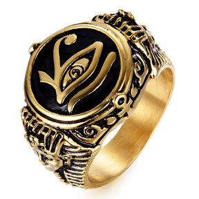 Masonic Ring - Eye Of Horus With Egyptian Pharaoh Design - Bricks Masons