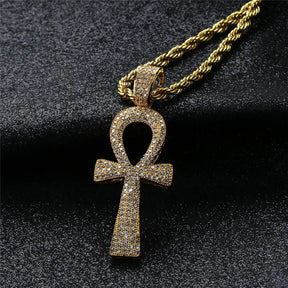 Ancient Egypt Necklace - Iced Out Egyptian Ankh Key - Bricks Masons