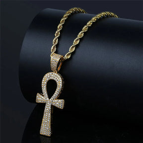 Ancient Egypt Necklace - Iced Out Egyptian Ankh Key - Bricks Masons