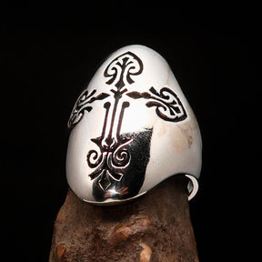 Knights Templar Commandery Ring - Antiqued Sterling Silver Cross