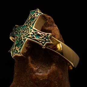 Knights Templar Commandery Ring - Green Celtic Cross