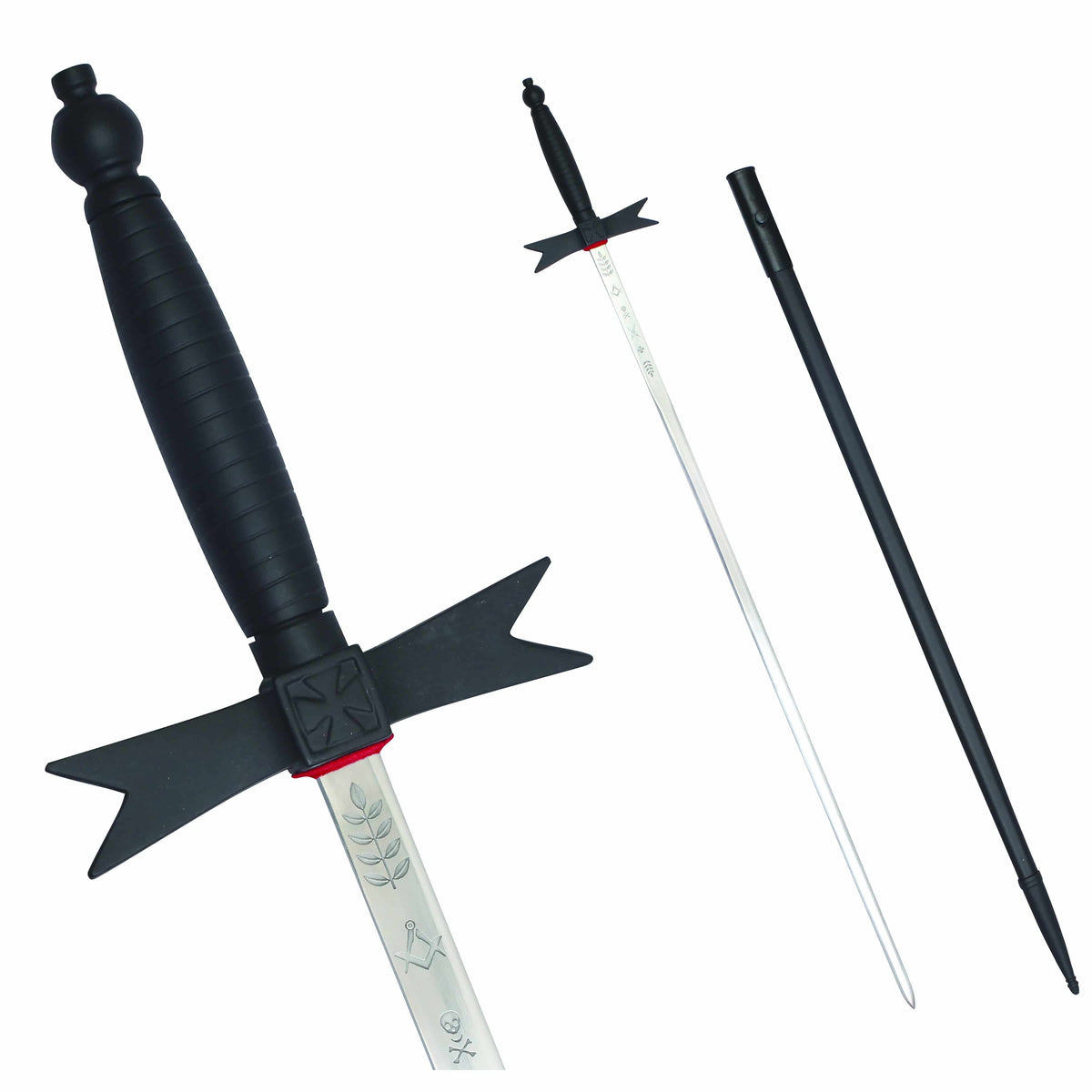 Knights Templar Commandery Sword - with Black Hilt and Black Scabbard