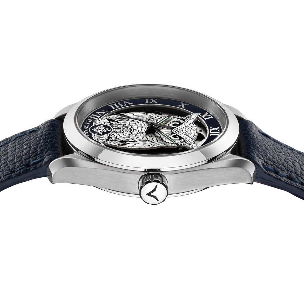 Master Mason Blue Lodge Wristwatch - Blue Bezel Owl with Square & Compasses G