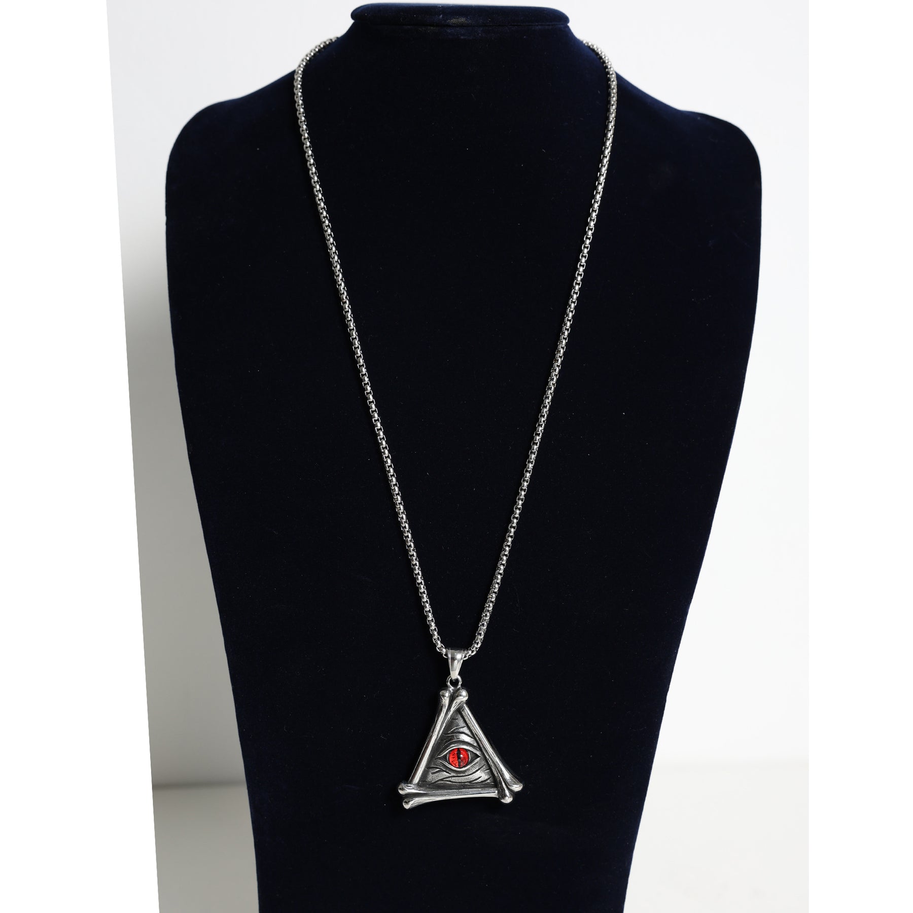 Eye Of Providence Pendant - Black Stainless Steel Red All Seeing Eye - Bricks Masons