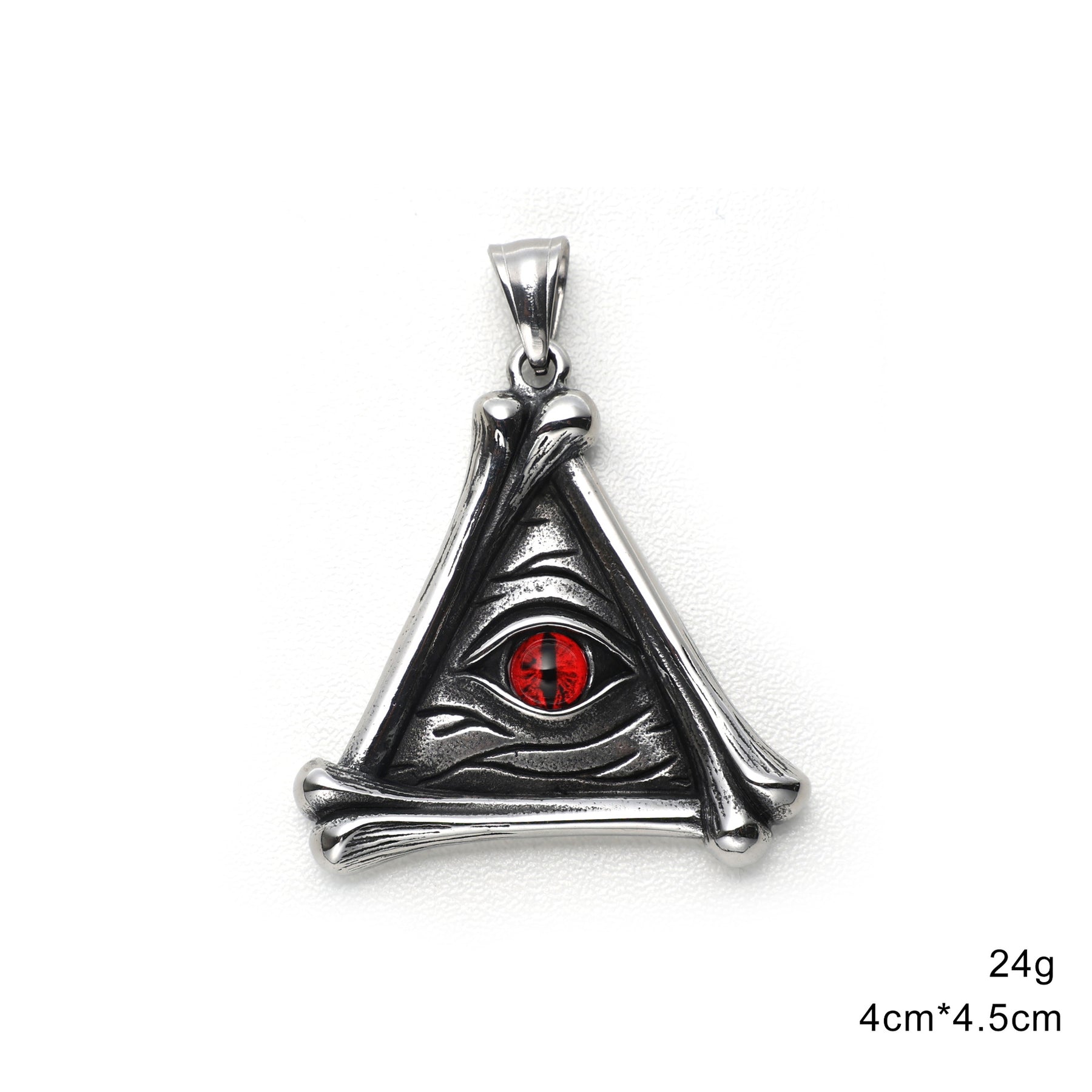 Eye Of Providence Pendant - Black Stainless Steel Red All Seeing Eye - Bricks Masons