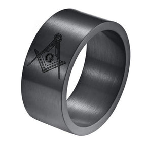 Master Mason Blue Lodge Ring - Matte Brushed Titanium Steel - Bricks Masons