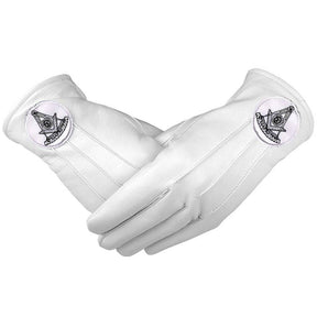 Past Master Blue Lodge Gloves - White Leather with Black California Regulation Emblem