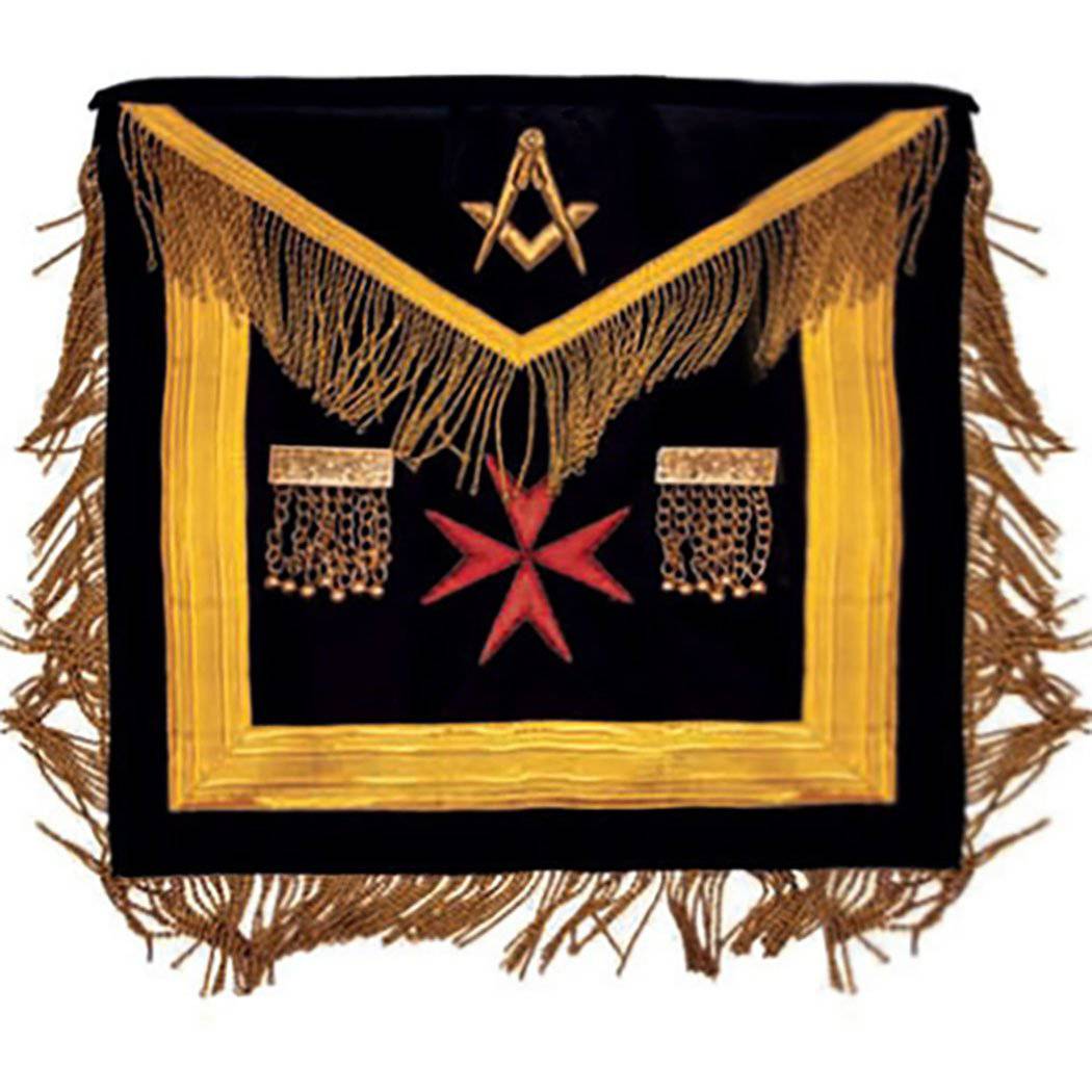 Right Worshipful Malta Regulation Apron - Black with Red Maltese Cross