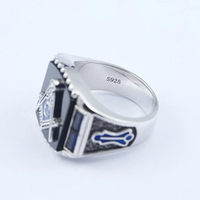 Master Mason Blue Lodge Ring - S&C G Antique Masonic Black or Blue Agate
