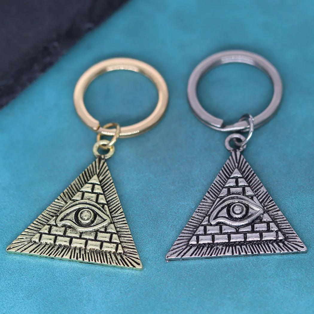 Eye Of Providence Keychain - Zinc Alloy Pyramid All-Seeing Eye - Bricks Masons