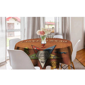 OES Round Tablecloth - The Order Of Eastern Star Emblem - Bricks Masons