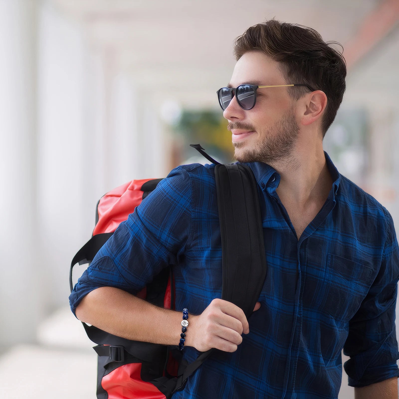 Master Mason Blue Lodge Bracelet - Stainless Steel With Natural Tiger Eye Stones - Bricks Masons
