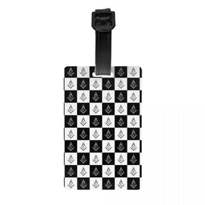 Master Mason Blue Lodge Luggage Tag -  Privacy Strap for Travel Bags - Bricks Masons