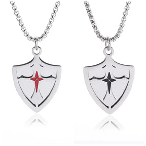 Knights Templar Commandery Necklace - Stainless Steel With Red/Black Cross - Bricks Masons