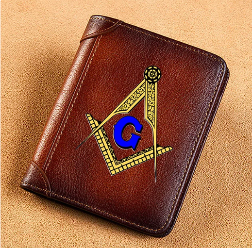 Master Mason Blue Lodge Wallet - Genuine Leather With Credit Card Holder (Black/Brown/Coffee) - Bricks Masons