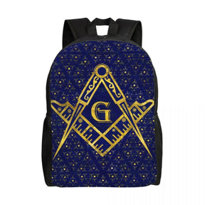 Master Mason Blue Lodge Backpack - Gold Adjustable Strap Nylon - Bricks Masons