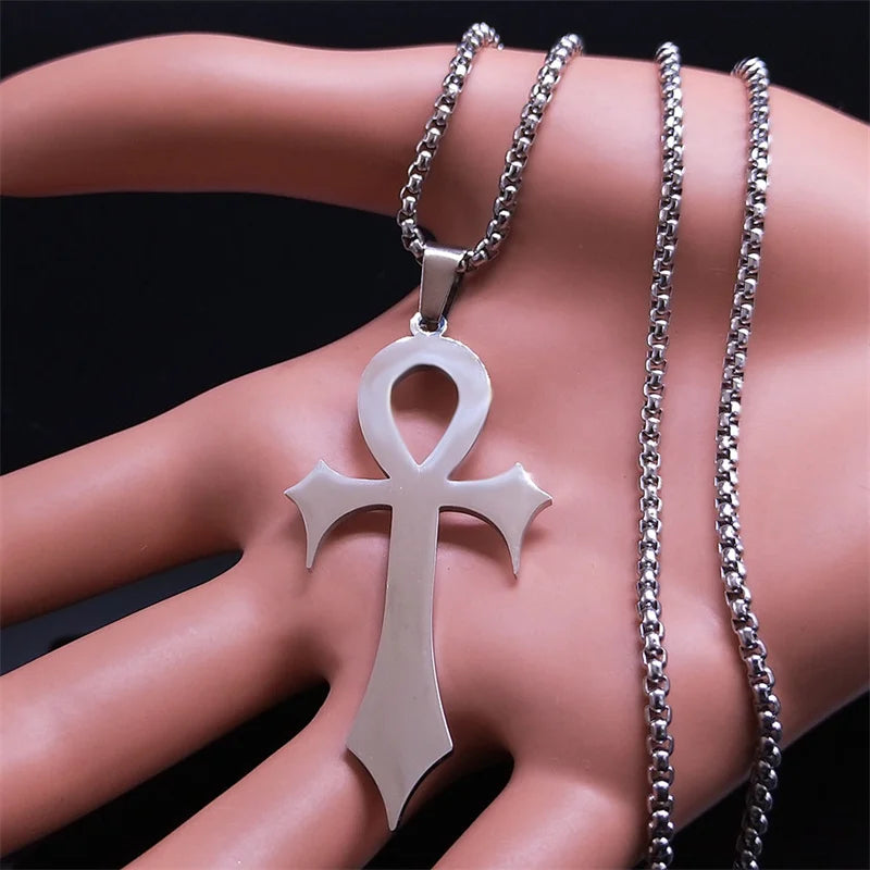 Ankh Cross Amulet Pendant Egyptian Necklace Women Stainless Steel Symbol of Life - Bricks Masons