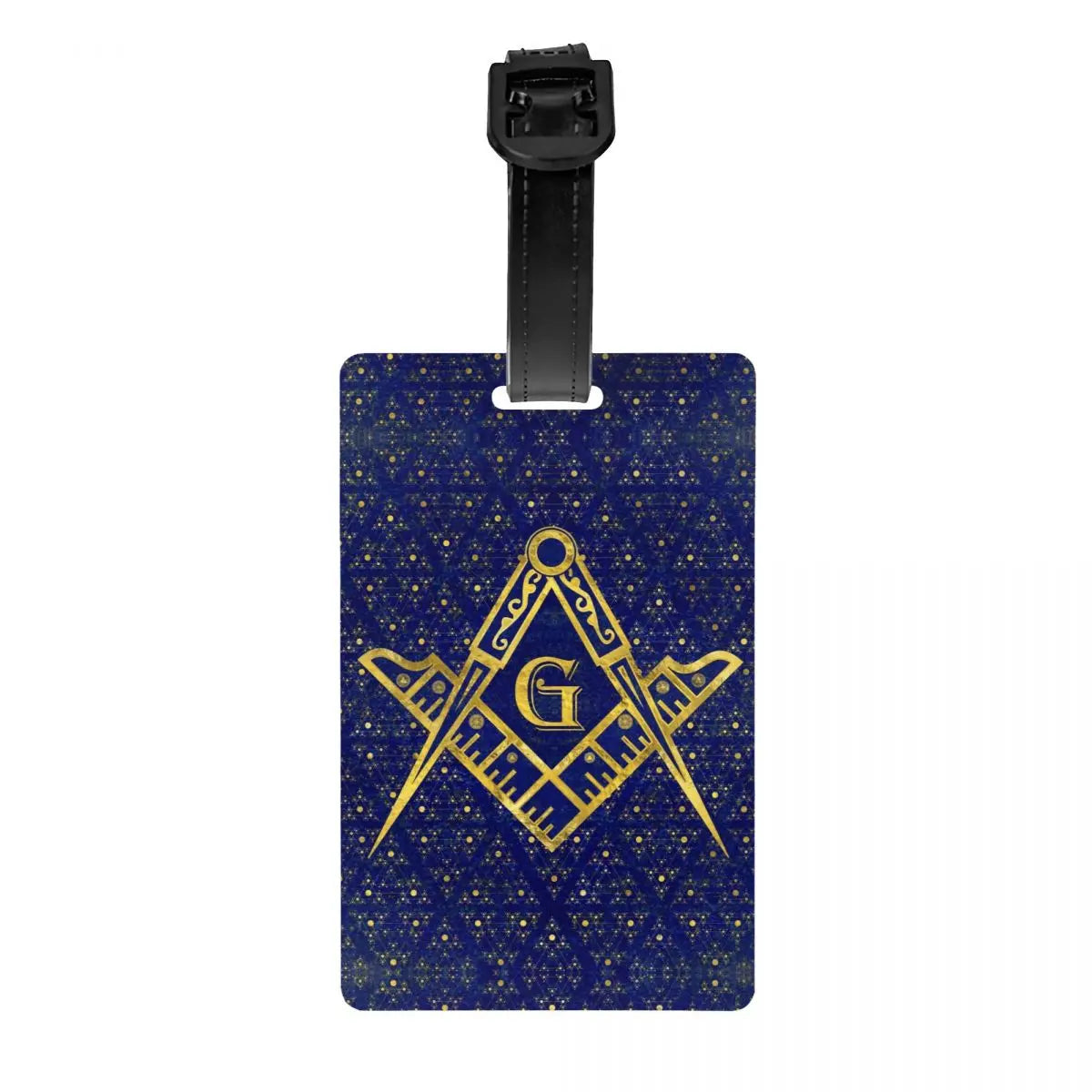 Master Mason Blue Lodge Luggage Tag -  Privacy Strap for Travel Bags - Bricks Masons