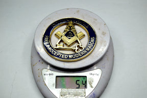 Master Mason Blue Lodge Car Emblem - Gold & Blue Plated International Free & Accepted Modern Masons - Bricks Masons