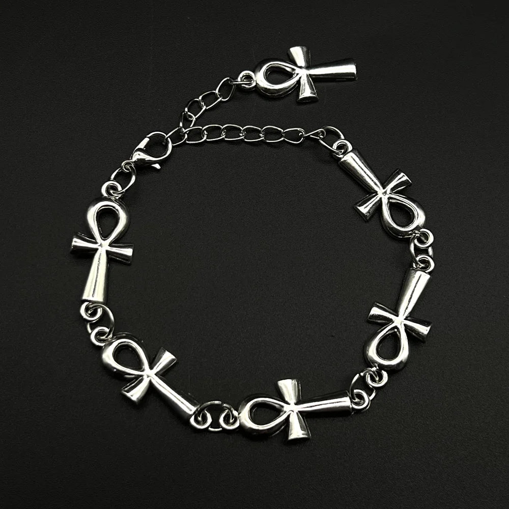 Ancient Egypt Bracelet - Ankh Cross Charms Zinc Alloy - Bricks Masons