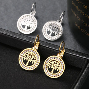 Ancient Israel Earring - Stainless Steel  Tree 3A zircon Crystal - Bricks Masons