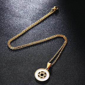 Ancient Israel - Star of David Pendant Necklace Solomon Seal Six-pointed Star Necklace Stainless Steel - Bricks Masons